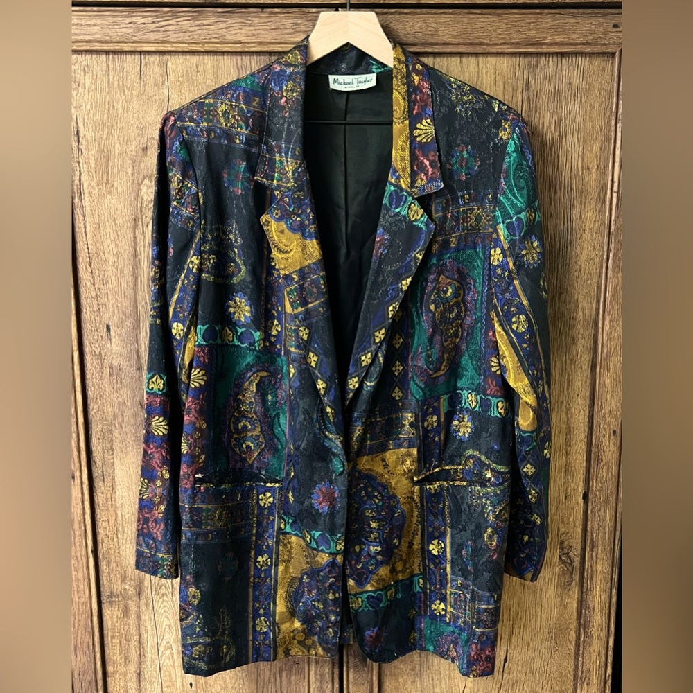 Vintage Michael Taylor Apparel Inc Silky Paisley Blazer Jacket Size XL/XXL